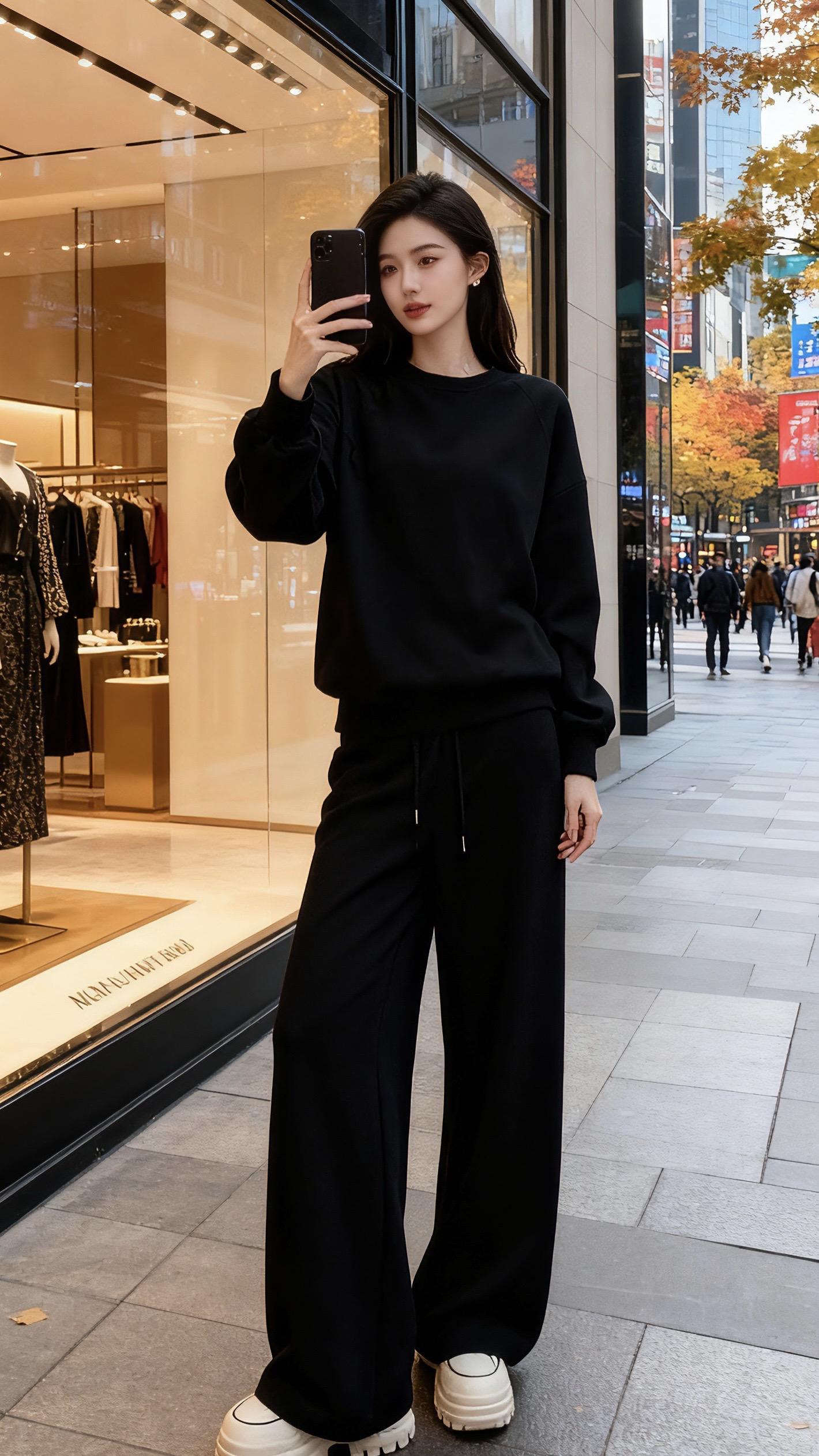 #暖fufu的冬日ootd #加绒加厚卫衣套装 #休闲运动套装 #保暖又好看 #小个子穿搭