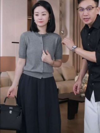 Nuovo Borgo 小香风领口镶钻圆领短袖针织衫开衫小外套上衣女0093#品质女装 #高级感穿搭 #谁穿谁好看特别有女人味