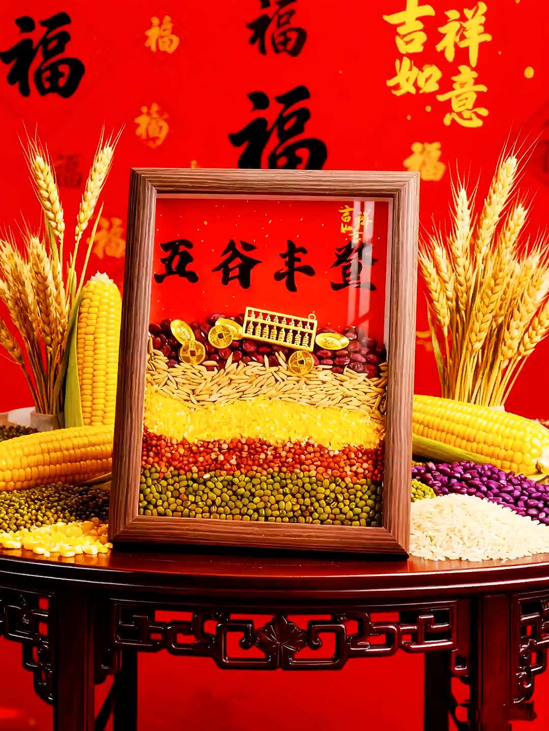 五谷丰登相框摆件,为乔迁新居添福气!乔迁之喜,客厅布置选它就对了。寓意满满,是搬家入宅仪式的贴心好物,让新家充满丰收与喜乐的氛围。#五谷丰登 #摆件 #寓意美好 #中国传统文化 #乔迁新居