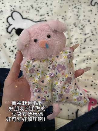 幸福就是 收到好朋友亲手做的豆袋玩偶#手工diy #豆袋玩偶 #安抚玩偶 #少女心好物 #快分享给你的好友