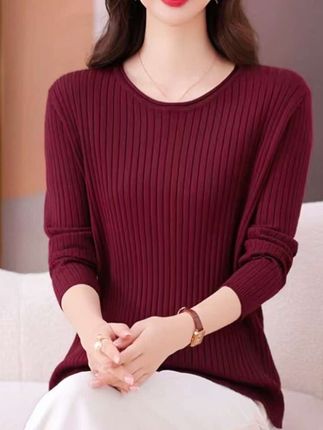 大码针织衫女款爆款2025新款秋季圆领宽松版型简约百搭休闲打底衫#针织衫 #时尚气质穿搭 #打底衫