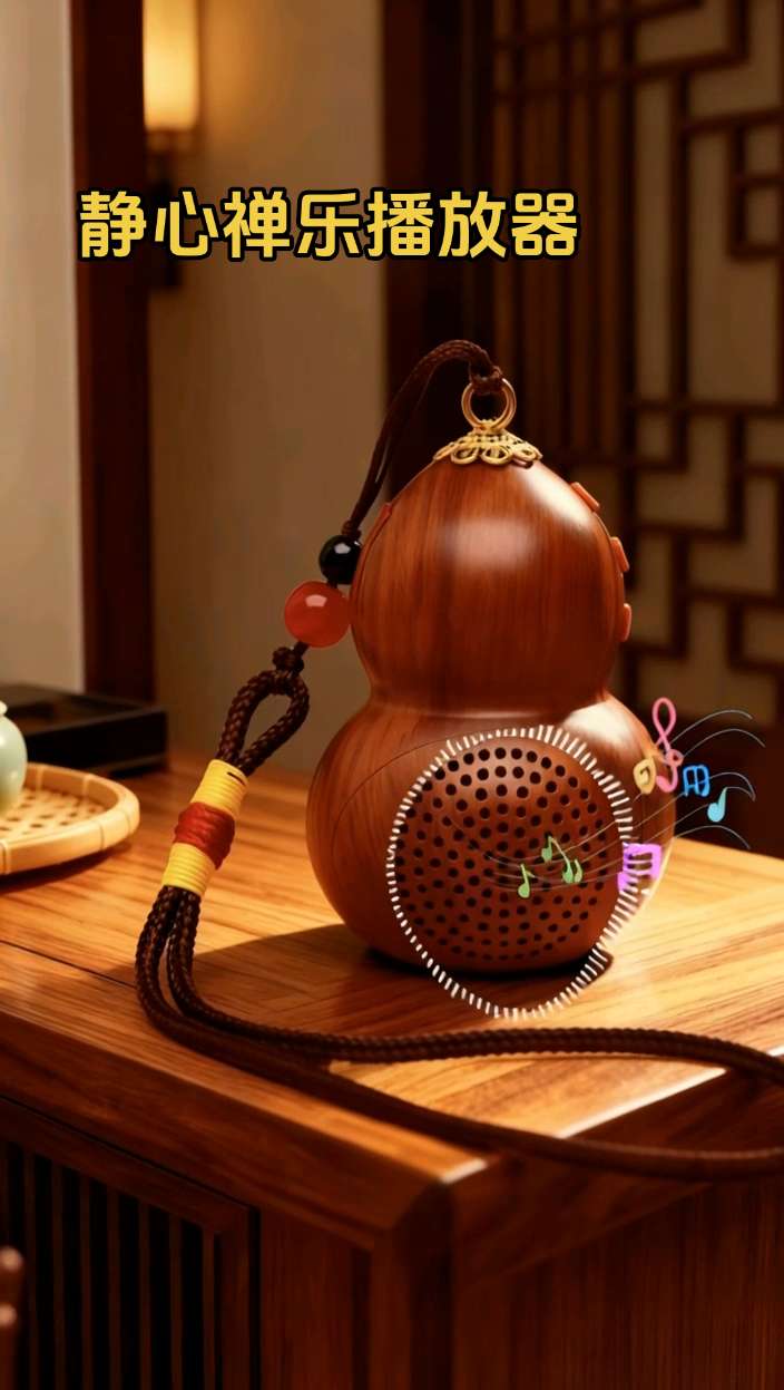 静心禅乐播放器。古典葫芦蓝牙音响.禅意随身听~让清音伴你每一刻,一器藏韵,万声入心。这款古典葫芦蓝牙插卡音响,以传统葫芦造型为灵感,仿木质纹理细腻温润,搭配编织挂绳与珠饰,既是音响,更是中式雅玩。 它支持蓝牙连接与插卡播放,高清音质还原禅乐、国风曲目的纯粹意境;超长待机,让清音从书房到庭院,随你自在流转。 便携式设计,可挂可握,将古典雅致与现代影音功能融于一身,是你日常静心、出行伴乐的不二之选。 「听一曲禅音,藏几分诗意」,让传统美学为你的听觉体验添上一抹古韵。 #佛歌净心 #禅乐 #播放器 #佛心 #修心修行