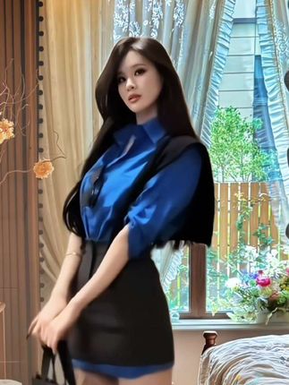 秋季韩风系穿搭2025温柔韩版气质披肩克莱因蓝纯欲慵懒风女装#御姐风 #气质范 #短裙穿搭 #女神范 #清纯甜美 @DOU+上热门 @DOU+小助手