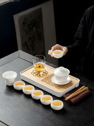 #羊脂玉瓷旅行茶具套装户外便携式单人泡茶装备全套带盘快客杯#茶具套装 #户外便携式茶具套装 #羊脂玉茶具套装 #旅行茶具套装
