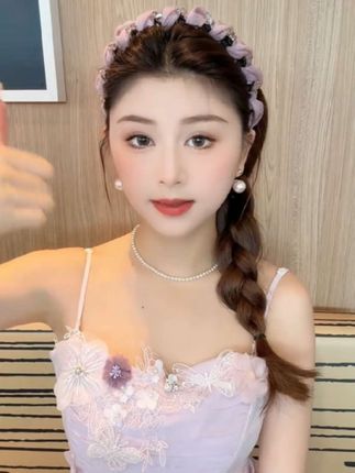 #发箍这样戴好美 【紫霞仙子】水晶串珠网纱发箍高颅顶碎发整理神器带齿防滑头箍#发箍 #头饰搭配 #头饰发饰 #简单好看发型