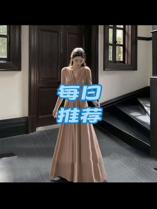 简约百搭v领收腰显瘦连衣裙女秋季气质绑带垂感显瘦A字大摆长裙#连衣裙穿搭 #连衣裙 #秋季穿搭 #v领连衣裙 #面料柔软舒适