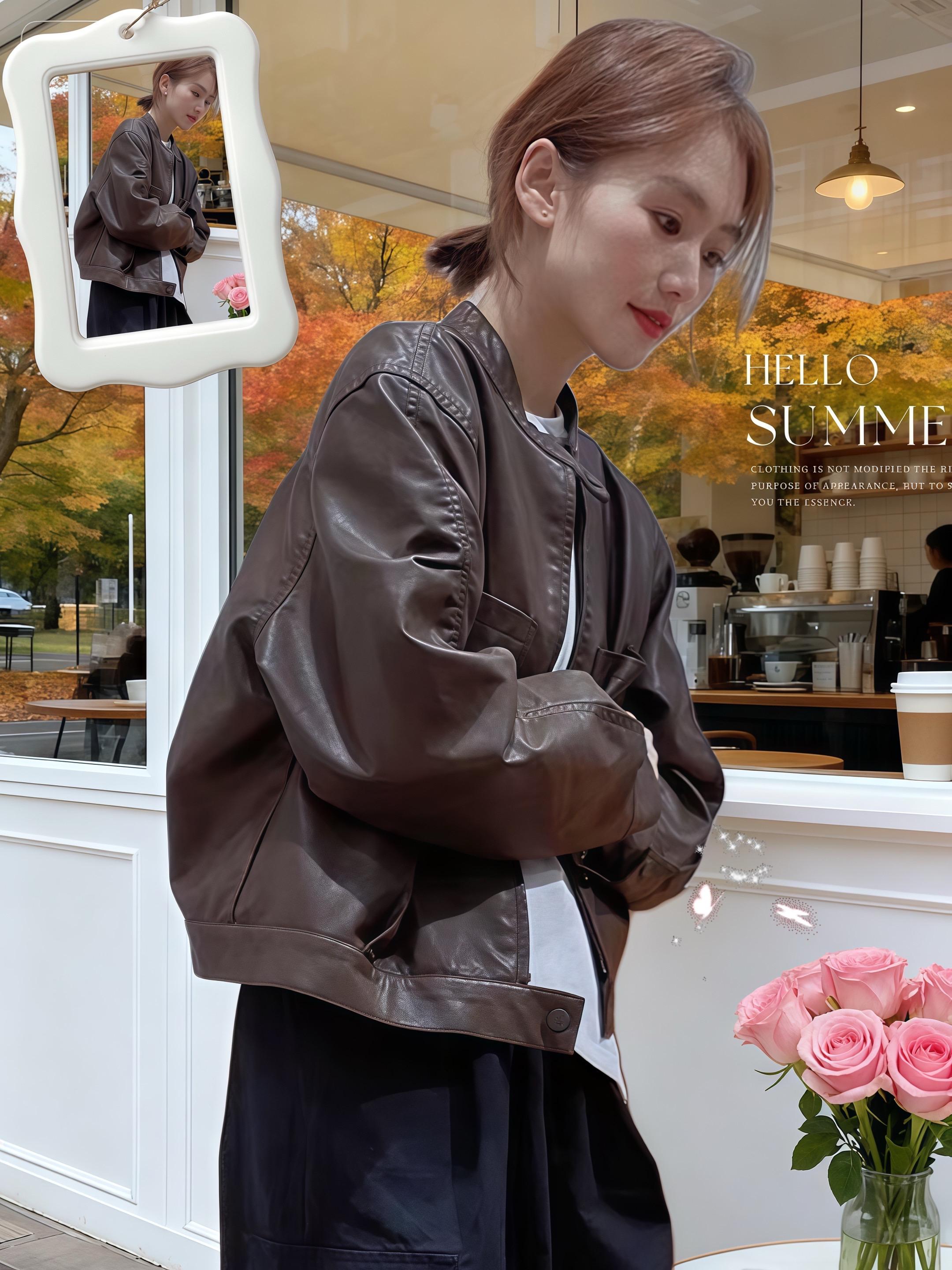 2025美拉德皮衣!欧货机车夹克太美啦!2025春秋衣柜C位必须是这件欧货机车皮衣✨ 美拉德咖色自带复古滤镜,擦色工艺透着高级肌理感,简直把秋日氛围感穿身上。 短款廓形超友好,小个子穿秒拉高腰线,微微阔肩设计藏肉又显气场。金属拉链和立体口袋细节拉满,质感完全不输贵价款。 内搭白T配牛仔裤是酷飒潮人,换碎花裙秒变甜酷辣妹,春秋通勤约会都能打。今年的美拉德穿搭,靠它封神没错了! #韩系简约穿搭 #2025新款皮衣#被秋日氛围感穿搭拿捏了 #今天穿什么#早秋贵气感穿搭