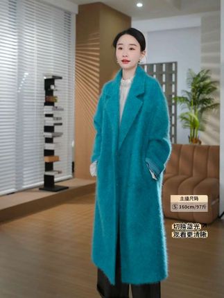 HELA AOMI“蓝精灵”绵羊毛95%山羊绒经典长款大衣CY5DC08448#新款大衣 #高端大气 #时尚穿搭 #显白又高级 #超美