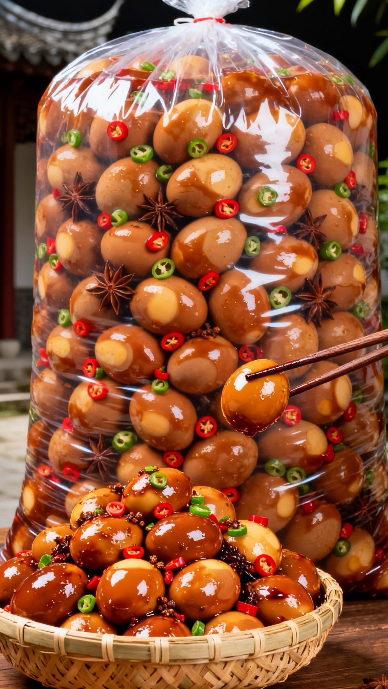 五香卤蛋,香到入味,Q弹多汁,一口一个根本停不下来!精选新鲜鸡蛋,先煮熟剥壳,再放进由八角、桂皮、香叶、花椒、酱油、冰糖等调配的卤汤里慢慢卤制,让每一丝蛋白都吸饱卤汁的香气,卤好的蛋浑身裹着诱人的酱红色,油亮亮的,轻轻一掰,蛋白紧实Q弹,蛋黄也浸足了卤香,看着就超有食欲。咬上一口,蛋白带着嚼劲,卤香从里到外渗透,咸淡适中,完全没有蛋腥味。蛋黄沙沙的,混合着五香的醇厚香气,越嚼越香,吃完嘴里还留着满满的卤味回甘,它的吃法也超百搭!早上配粥、配面条,一口卤蛋一口热乎饭,瞬间唤醒味蕾;上班饿了揣两个在兜里,随时随地补充能量;出门野餐、旅行带上它,方便又顶饱,还能当追剧小零食,解馋又满足!#五香卤蛋 #休闲小零食 #追剧小零食 #好吃到停不下来 #超便宜超划算