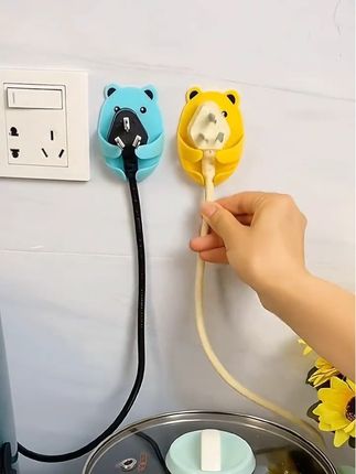 家用卡通抱抱熊插头挂钩免打孔粘钩电源小熊挂墙强力挂钩可爱创意 #插头固定器 #插头挂钩 #免打孔安装 #美观实用