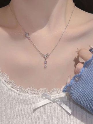 坠链均925银 蝴蝶项链女生新款爆款轻奢小众甜美锁骨链情人节礼物#蝴蝶项链 #锁骨链 #项链 #轻奢项链 #饰品分享