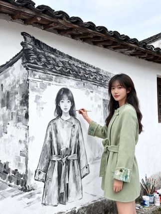 #古墙绘影定格时光里的你 #看过来 #穿搭 #双面羊绒大衣 #每日分享