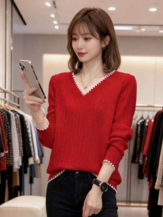 #减龄显瘦穿搭 #针织衫 #内搭外穿都好看 #女装#宽松显瘦V领针织衫毛衣