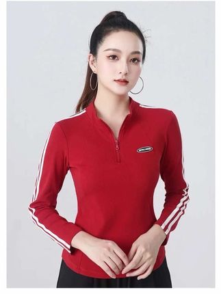 #瑜伽上衣 #半拉链长袖上衣 秋季半拉链运动长袖健身显瘦百搭T恤跑步运动上衣