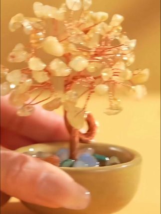 天然黄水晶树粉紫碎石底座财聚宝盆家居办公室工位迷你摆件创意,#家居摆件 #创意摆件 #装饰摆件 #招财摆件 #杨姐优选 @DOU+小助手