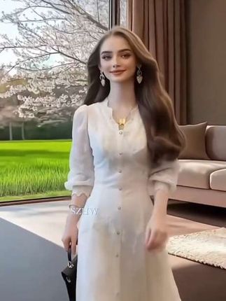 甜美温柔风连衣裙长裙#温柔仙女裙 #洋气时尚#美出高级感 #温柔风连衣裙