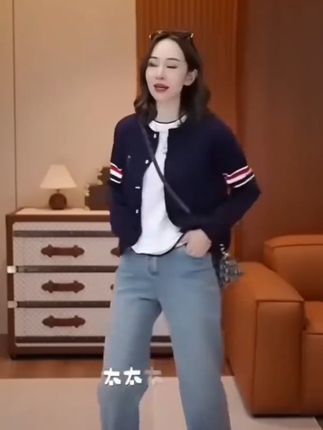 2025春秋季新款拼色针织毛衣外套女韩版时尚百搭休闲开衫针织上衣#休闲上衣 #针织开衫