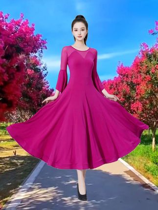 摩登舞服连衣裙国标舞大摆裙舞蹈服女练功服交谊舞专业演出服#连衣裙 #优雅气质 #时尚气质穿搭 #夏天连衣裙 #美不美你说了算