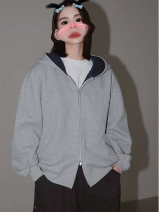 460G重磅拼色开衫卫衣男女同款连帽宽松休闲外套百搭运动情侣长袖#开衫卫衣 #男女同款 #休闲外套 #减龄穿搭 #品质女装