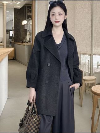 双面纯羊毛大衣女秋冬高级感气质百搭中长款毛呢外套#百搭休闲#显瘦气质