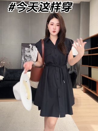夏天必备的一款衬衫连衣裙,很显瘦,显腿长,超级遮肉,面料也非常舒服,超级推荐。#夏季穿搭#连衣裙#时尚穿搭#谁穿谁好看