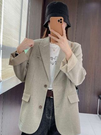 #内娱琥珀系中女的力量感 IMFLY金小金自制女装 西装DYW9805秋季韩版宽松阔形休闲西服外套#外套穿搭 #通勤搭配 #西装 #春秋新款