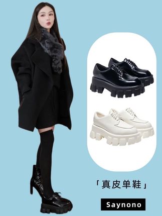 Say nono女鞋松糕厚底小皮鞋女英伦风粗跟真皮单鞋#鞋子 #真皮女鞋 #松糕厚底鞋 #英伦风 #女鞋