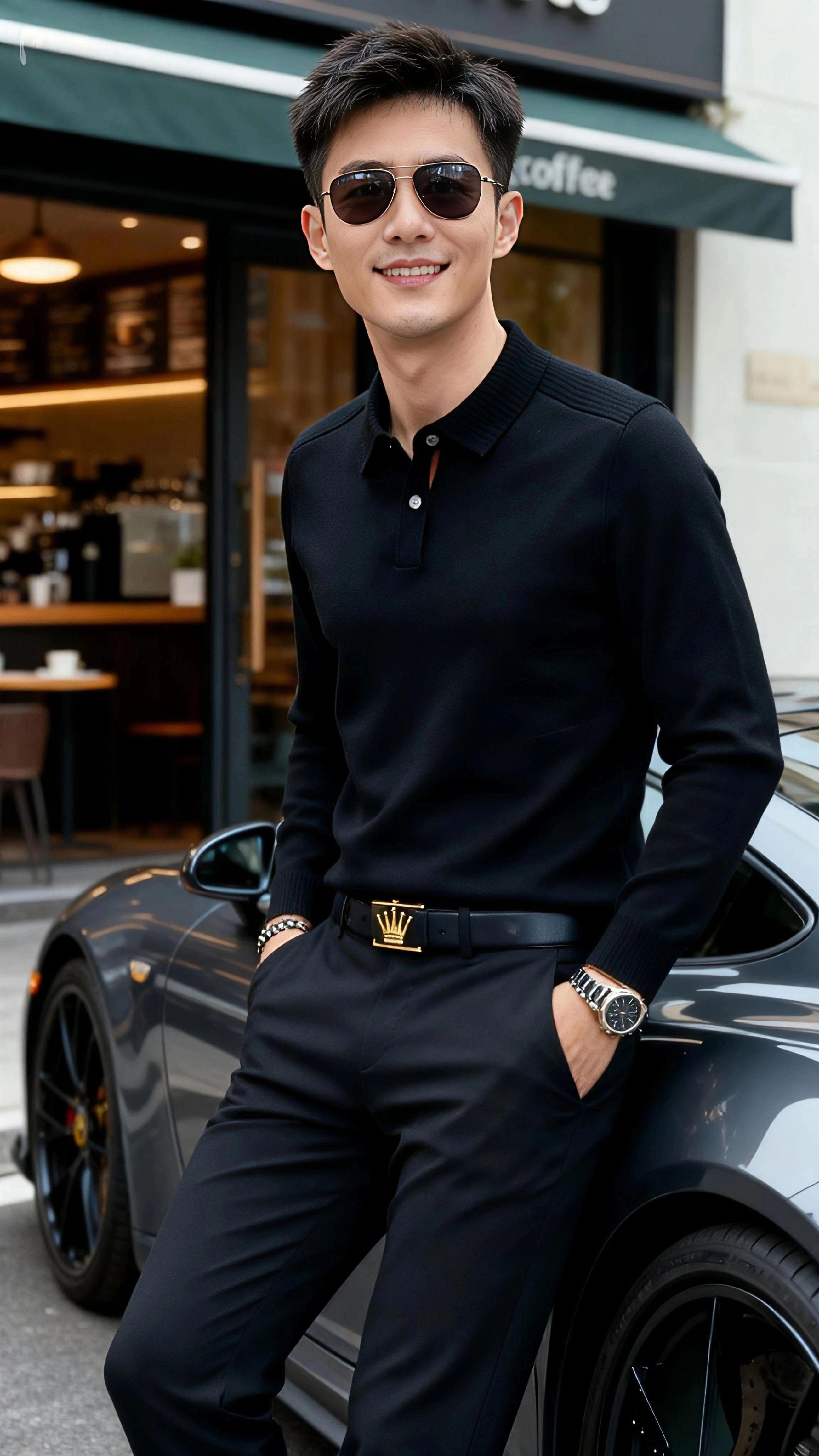 针织Polo太戳职场型男审美了!软弹针织贴肤不闷,翻领+修身版型,总裁感直接拉满。搭黑裤利落显贵,日常通勤/轻商务都能穿。阳光又有质感,秋冬刚需款,手慢无!#男士必备 #男士polo衫推荐 #男士秋季新款