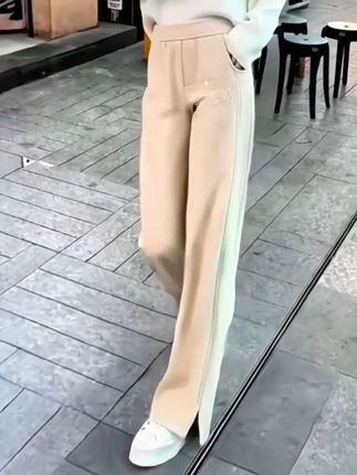 九分大码开叉休闲裤 #今日穿搭分享 #街拍小姐姐穿搭秀 #好身材好气质 #开叉休闲裤女