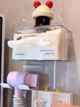 隐藏式吸盘洗脸巾收纳盒壁挂式浴室纸巾盒抽纸盒创意多功能卷纸盒#家居好物 #收纳神器 #家用