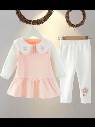 女童连衣裙宝宝两件套小女孩长袖衣服婴幼儿公主裙2025新款春秋装#高品质童装 #萌娃穿搭 #女童套装 #面料柔软舒适 #生女儿就是用来打扮的