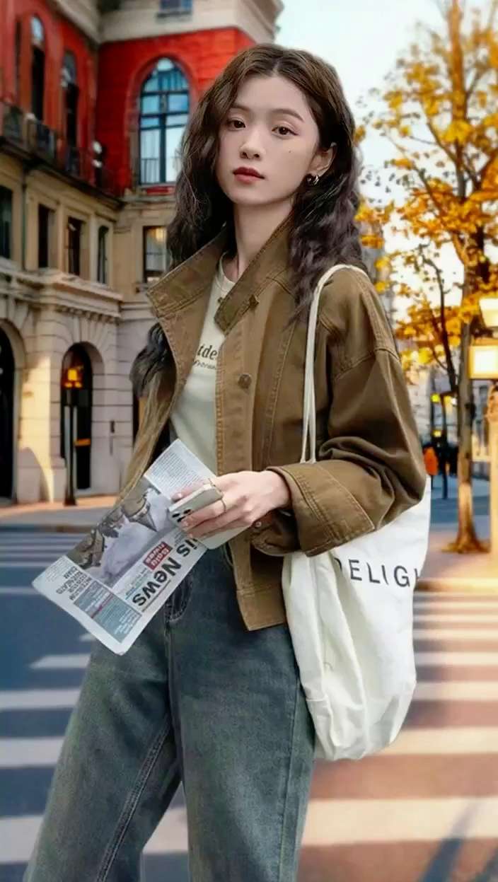 复古咖色牛仔短外套2025早秋新款宽松立领工装夹克上衣外套女春秋#休闲穿搭 #时尚穿搭#显瘦穿搭#洋气减龄#夹克外套@抖加上热门 dou+热点宝 @DOU+小助手 @DOU+上 热门