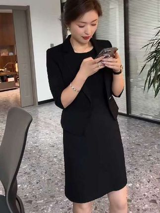 优雅精致时尚御姐范两件套 高级感简约纯色显瘦外套连衣裙#优雅气质 #轻奢女装 #时尚气质穿搭 #显瘦穿搭#美出高级感