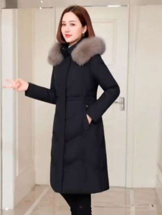 羽绒服女中长款2024年新款白鸭绒妈妈女款冬季长狐狸毛领保暖外套#秋冬穿搭 #保暖又好看 #羽绒服穿搭 #高端大气