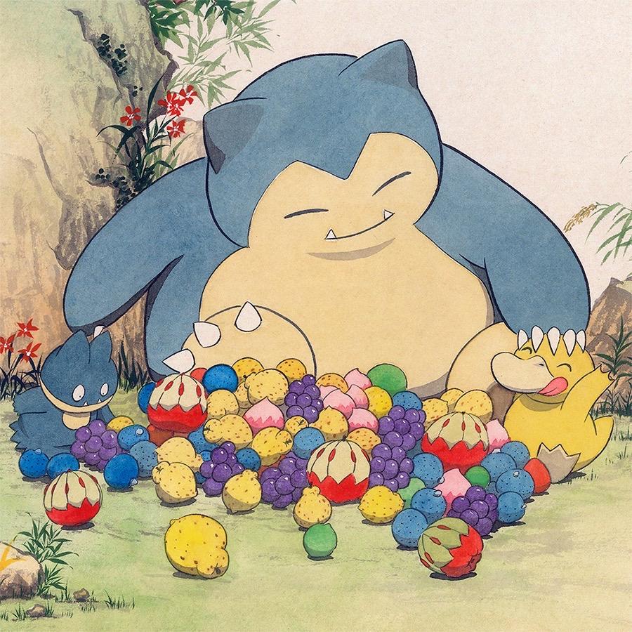 应该是卡比兽最幸福的时刻了。中国风宝可梦《幸福时光》 #中国风宝可梦 #卡比兽 #可达鸭 #日常瞎画 #桌面摆件