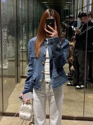 高级感蓝色肌理感提花牛仔外套女春秋韩版宽松显瘦夹克长袖短外套#肌理感 #牛仔外套 #春秋新款 #韩版 #宽松版型