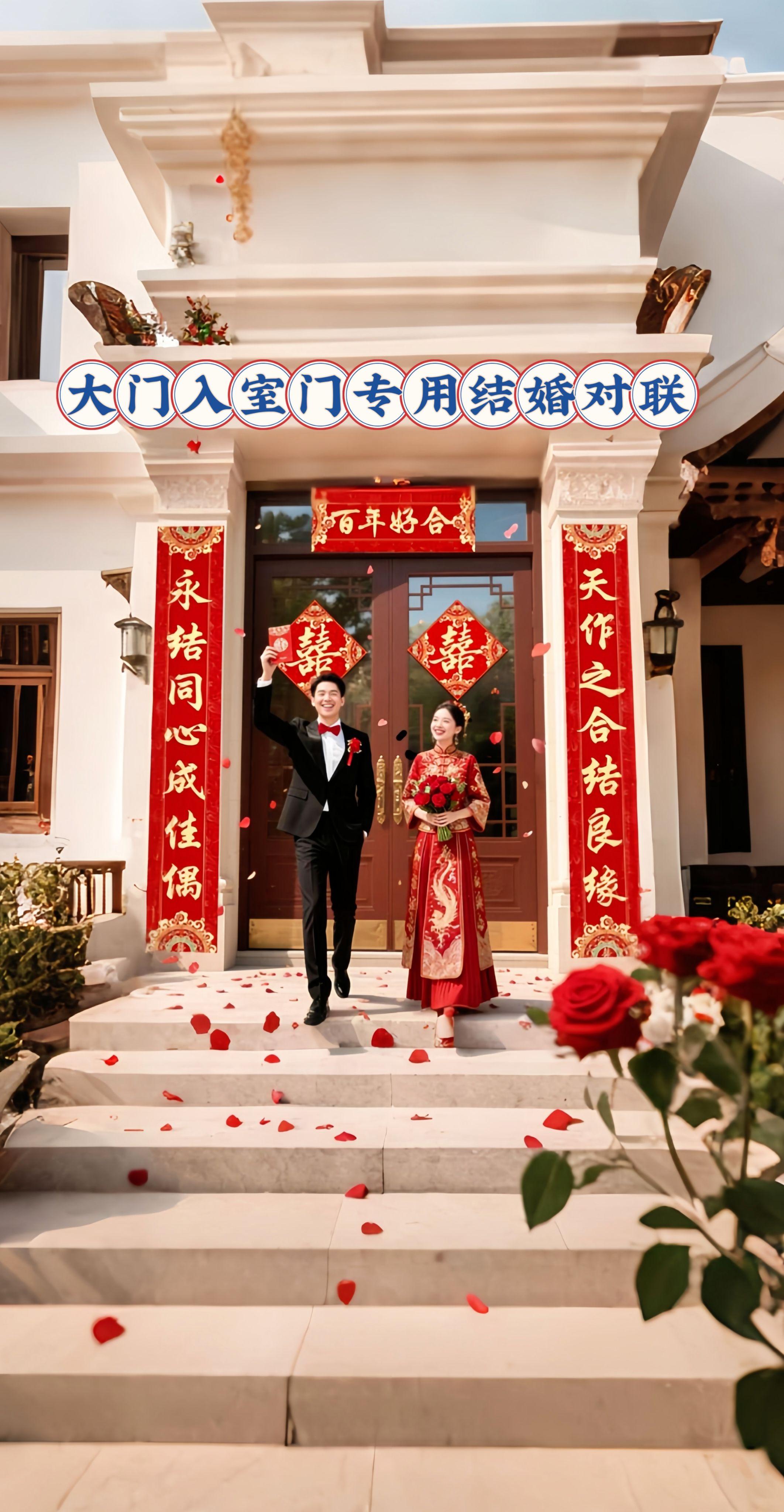 大门入室门专用结婚对联推荐自粘式结婚对联。#中式婚礼 #传统婚礼文化 #结婚对联推荐 #结婚专用对联 #大门入室门专用结婚对联