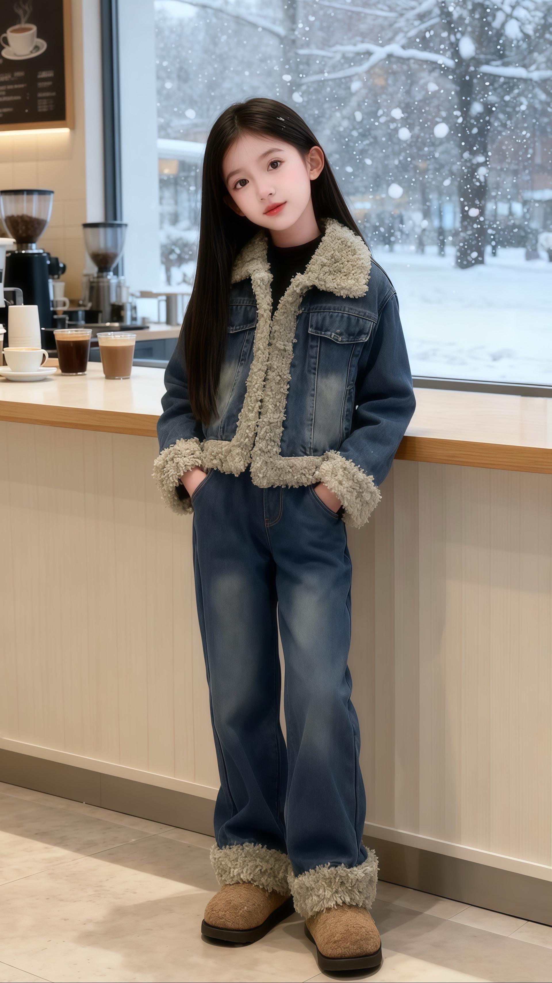 #潮童穿搭 #加绒牛仔套装 #通勤穿搭万能配色公式 #秋冬都市硬核穿搭 #摆脱路人感的韩系穿搭