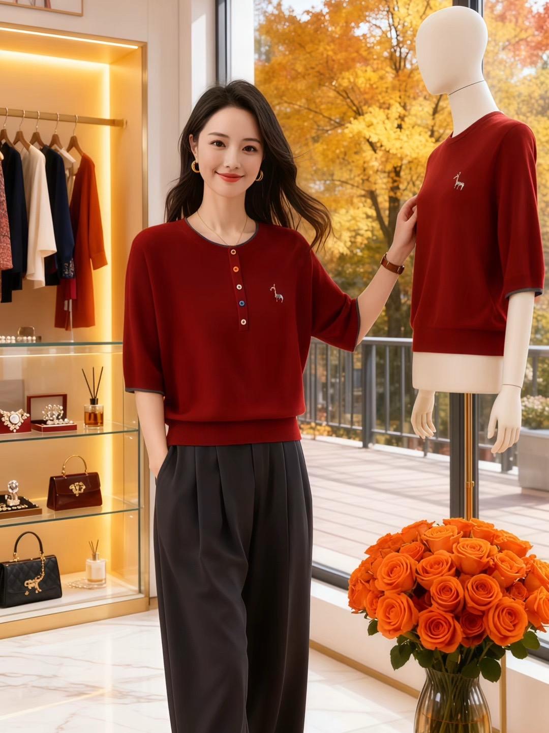 宽松大码七分袖针织衫女中袖上衣春夏桑蚕丝薄款宽松遮肚打底衫#气质女神穿搭#高级感穿搭#职场女性#女神穿搭#时尚洋气 @DOU+上热门 @抖音流量扶持