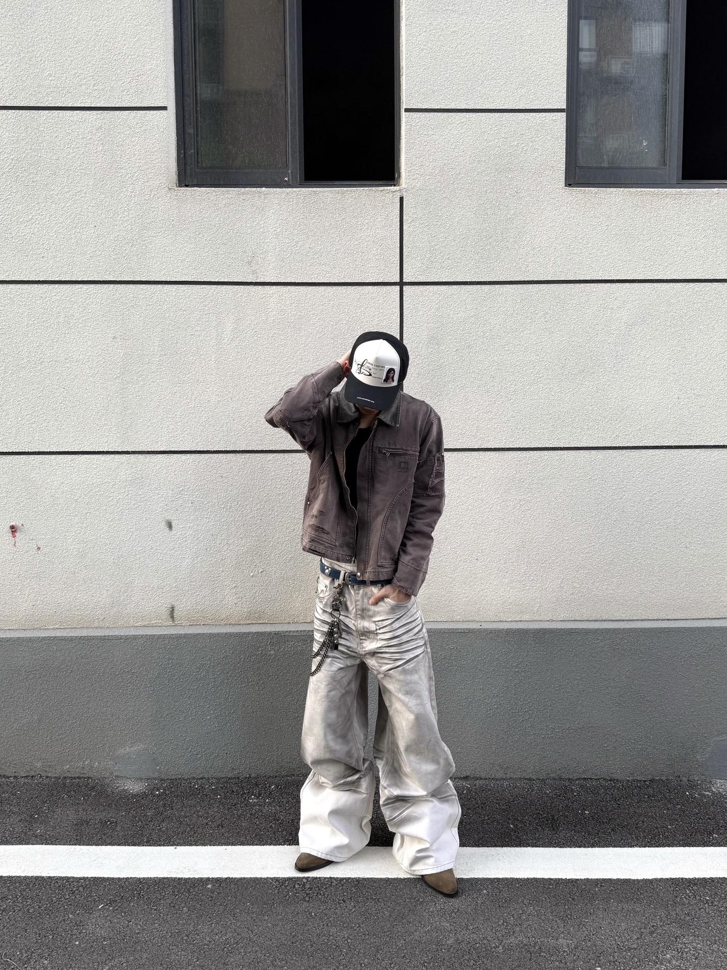 :thank分享 :泥染做旧折痕牛仔裤 #ootd穿搭 #lifestylevision #borrowedproject