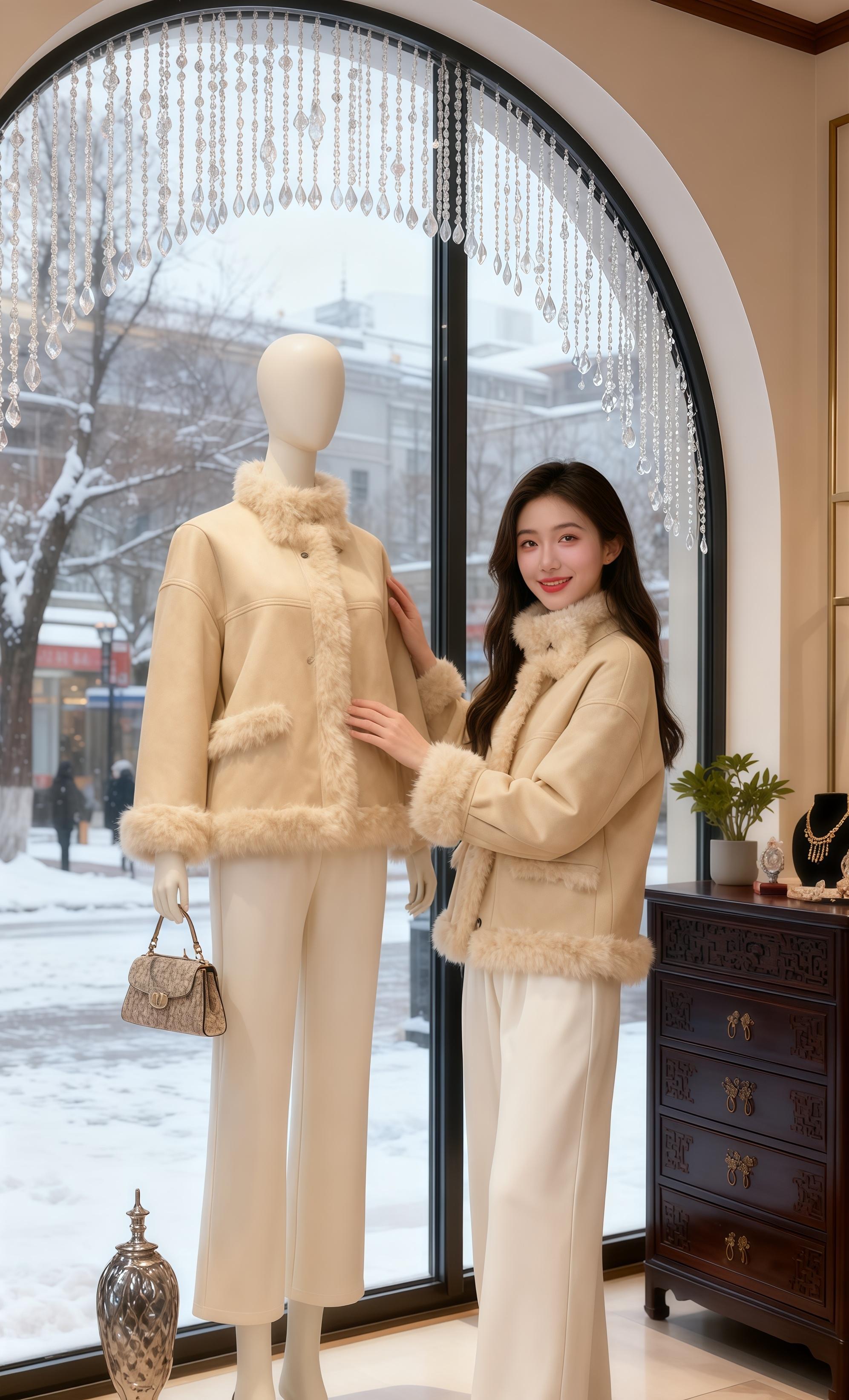 《暖冬》   林夏站在自己的服饰店“拾光”里,指尖拂过模特身上米白色皮毛一体外套的绒毛,暖意顺着指尖蔓延。窗外雪花簌簌,将街道染成一片素白,可店内的暖光与精致陈设,却把寒冷隔绝在外。   她还记得三年前,顶着压力开这家店时的忐忑。从选品到装修,每一处都凝结着她的心血。就像这件皮毛一体外套,她亲自跑了好几家工厂,才找到这种既柔软又保暖的面料。   有顾客推门进来,风铃轻响。林夏扬起微笑迎上去,那笑容里,有对服饰的热爱,有对经营小店的笃定。她知道,这个冬天,“拾光”会像这件外套一样,给每个走进来的人,带去温暖与光亮,而她的梦想,也在这暖冬里,悄然生长。#毛毛外套 #慵懒风穿搭 #韩系穿搭 #看我把穿搭逆袭 #秋冬穿搭 @抖加🔥上热门🔥dou+🔥热点宝