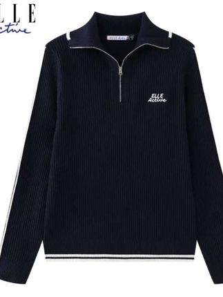 ELLE Active【莫代尔棉】经典翻领针织衫女款毛衣纯色休闲百搭上衣#翻领莫代尔针织衫#纯色休闲毛衣