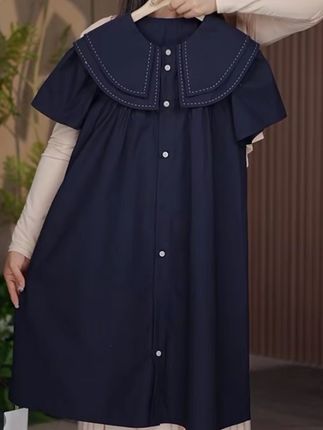 连衣裙气质时尚休闲夏季翻领女大童青少年#夏季穿搭 #女装 #每日推荐#夏季套装 #收腰显瘦