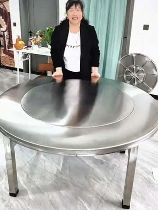 不锈钢圆餐桌内置转盘简约折叠大圆桌家用10人带转盘饭桌加厚圆形#加厚不锈钢内置转盘圆桌#免安装连体折叠餐桌#餐馆饭馆流动酒席桌子#折叠便携式@DOU+小帮手 @巨量千川