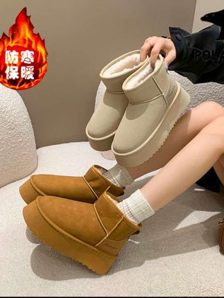 厚底防水防滑小个子6cm加绒加厚雪地靴2025现货增高厚底百搭女鞋  #加绒加厚保暖 #勃肯鞋 #冬季必备