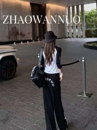 ZHAO WANNUO 丨 C*H25夏季 十字架梵文印花运动休闲裤#夏季穿搭 #简约大气 #气质范 #休闲百搭 #显瘦搭配