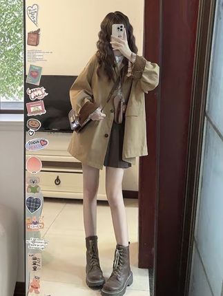 #风衣外套#小个子穿搭 #宽松版型 #秋季穿搭#韩系穿搭 @DOU+小助手