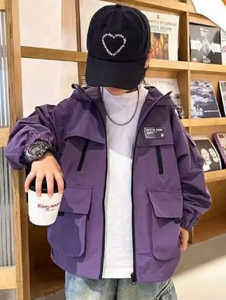 男童洋气工装外套#新款中大童连帽春秋款帅气潮冲锋衣春秋款#冲锋衣 #外套
