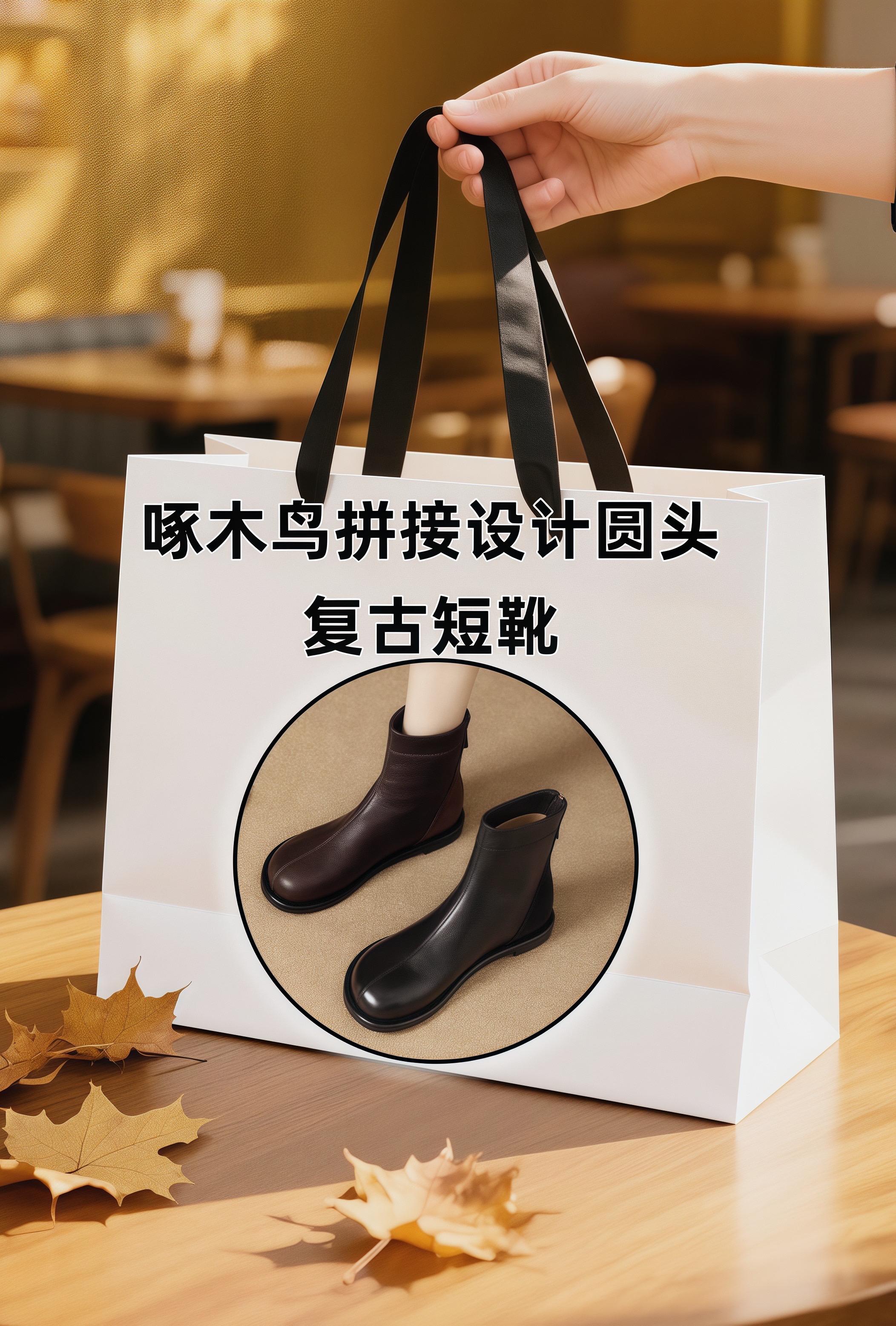 啄木鸟拼接设计圆头复古英伦风平底短靴!中秋献礼,复古英伦风短靴来袭!圆头设计显脚瘦,平底通勤超舒适。春秋单穿利落,冬季加绒保暖。无论是搭配裙装还是裤装,都能轻松穿出优雅气质。新款上市,节日穿搭必备!#时尚单品 #潮流 #平底短靴