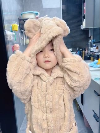 秋冬季儿童睡袍珊瑚绒加厚男童浴袍法兰绒加长款宝宝睡衣女孩睡袍#晒晒我的自由呼吸生活场 #